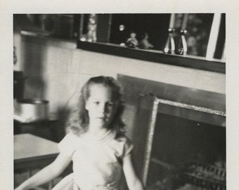 Original Vintage Photo Snapshot Girl Curtseying 1960s