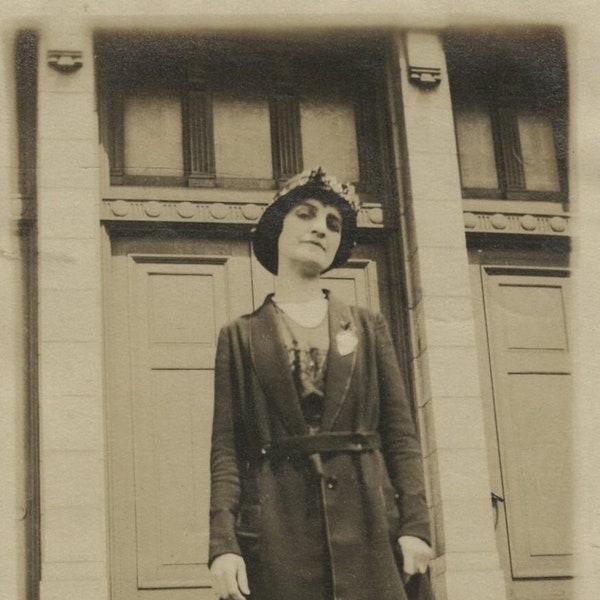 Original Vintage Photo Snapshot Woman On "Cathedral Steps" Seattle 1920s