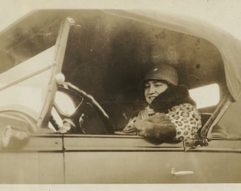 Original Vintage Photo Snapshot Women Sitting at Wheel of Car 1920s