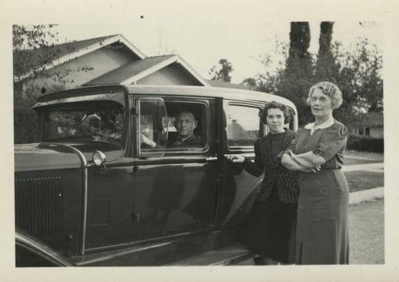 Original Vintage Photo Snapshot Women Stand by Man in Car - Etsy