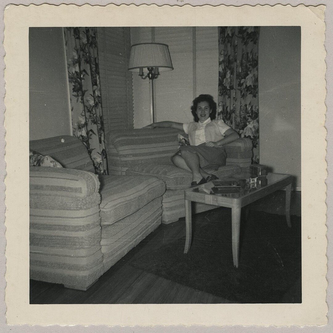 Original Vintage Photo Snapshot Woman Sitting On Couch 1950s Etsy Original Vintage Photo Snapshot Woman Sitting On Couch 1950s Etsy
