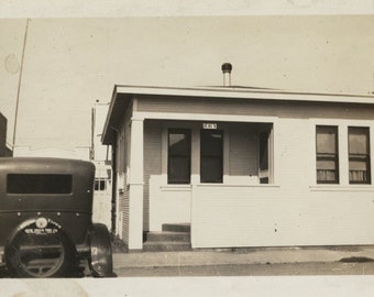 Original Vintage Photo Snapshot Car Parked by Small House 1920s-30s