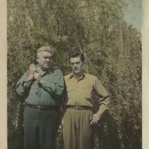 Original Vintage Hand-Colored Tinted Photo Snapshot Men Outdoors 1930s-40s