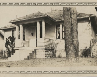 Original Vintage Photo Snapshot House Cottage & Yard 1930s