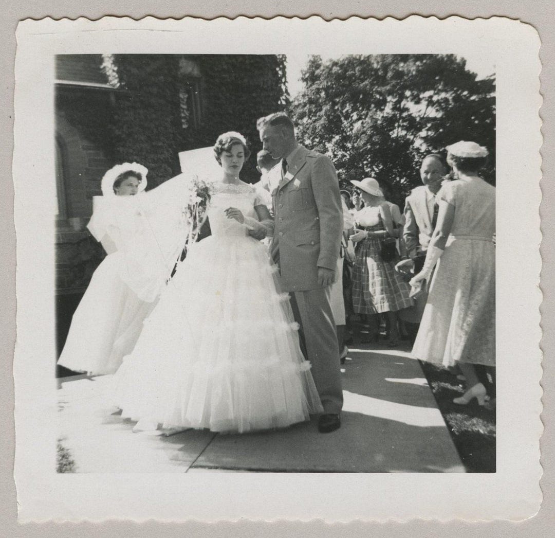 Original Vintage Photo Snapshot Bride Wedding Dress & Father 1950s - Etsy