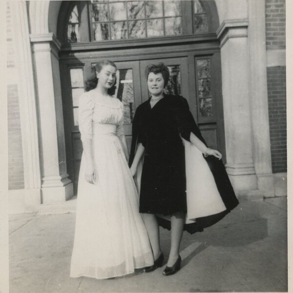 Original Vintage Photo Snapshot Women Formal Dress 1930s-40s