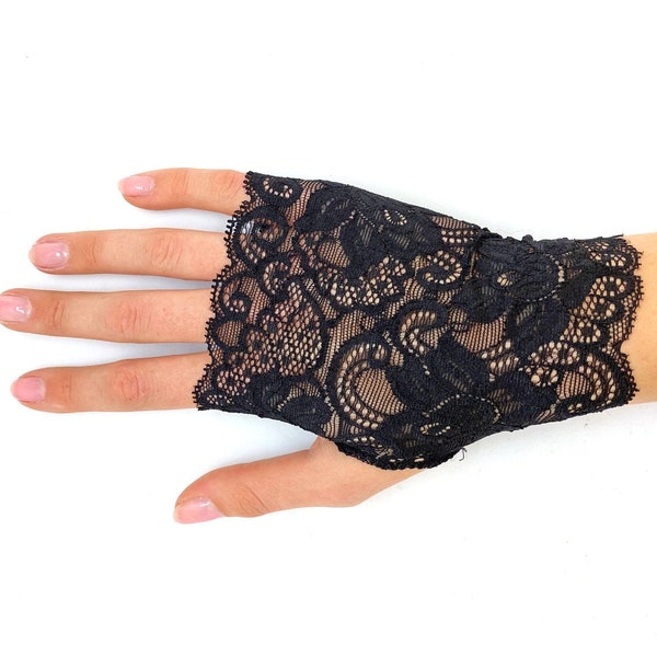 Lace in Black, White, Cream or Blue - Stretch Fingerless Gloves - One Size Fits All