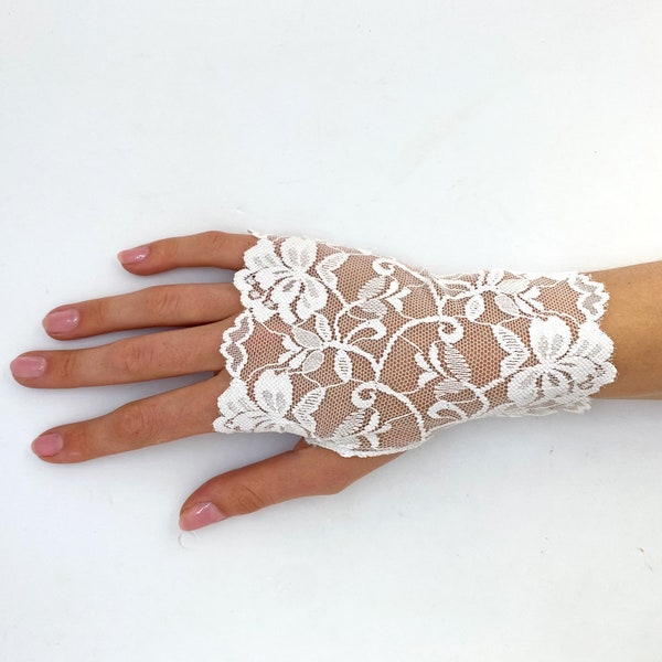 Lace in White, Black, Cream or Blue - Stretch Fingerless Gloves