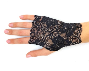 Lace in Black, White or Cream - Stretch Fingerless Gloves - One Size Fits All