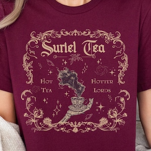 Hot Tea Hotter Lords Suriel Tea Co Shirt - Cozy Vintage Booktok Tshirt for Book Club Gifts