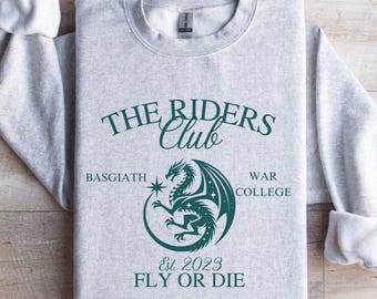 The Riders Club Sweatshirt, Fourth Wing Basgiath War College Dragon Rider Sweater for Fantasy Book Lovers