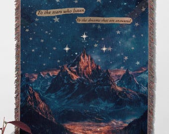ACOTAR Woven Blanket To The Stars Who Listen Night Court Velaris Bookish Gift Sarah J Maas Merch Cozy Reading Throw for Book Lovers