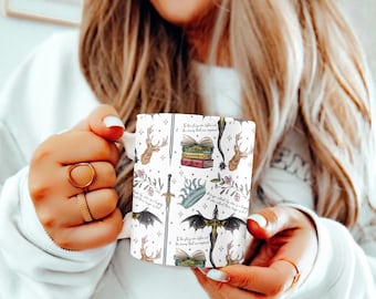 Caneca amante de livros de fantasia, caneca da quarta asa ACOTAR ToG presente literário, caneca Velaris Night Court Romantasy Dragon para leitores e fãs do BookTok