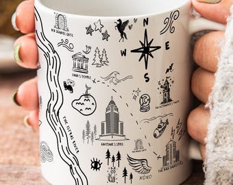 Crescent City Mug Sarah J Maas Crescent City Merch Featuring Lunathion Map for Book Lovers and Bryce Quinlan Fantasy Fans