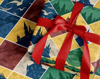 Wizard House Wrapping Paper Wizard Christmas Gift Magical Gift Wrap Dark Academia Inspired Holiday Gift Book Lover Gift Premium Present Wrap