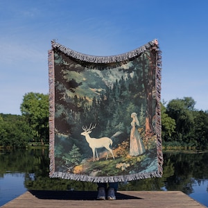 TOG Woven Blanket fantasy romance & Stag Tapestry Bookish Gift for Readers | Cozy Reading Blanket | TOG Merch