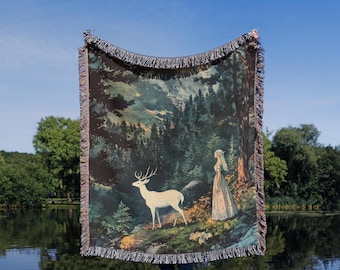 TOG Woven Blanket fantasy romance & Stag Tapestry Bookish Gift for Readers | Cozy Reading Blanket | TOG Merch