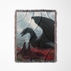 Throne of Glass Woven Blanket Aelin Rowan Dorian Manon & Abraxos Fantasy Book Decor Gift for TOG Fans and Cozy Bookish Reading Vibes image 6