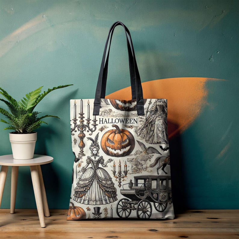 a tote bag sitting on top of a wooden table