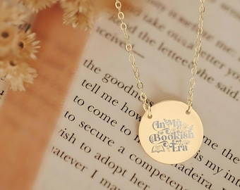 In My Bookish Era Pendant Necklace Gold Literary Jewelry for Readers Booktok Aesthetic Gift Booktrovert Charm for Dark Romance Fantasy Lover