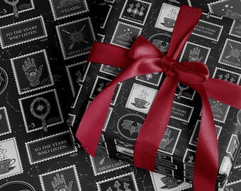 ACOTAR Velaris Black Wrapping Paper Night Court Fantasy Gift Wrap Sarah J Maas Merch Romantasy BookTok Luxury Holiday Paper for Readers