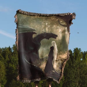 Manon Blackbeak and Abraxos Blanket Throne of Glass Wyvern Tapestry Gift for Book Lovers Bookish Home Decor Inspired by SJM Series
