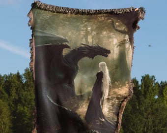 Manon Blackbeak and Abraxos Blanket Throne of Glass Wyvern Tapestry Gift for Book Lovers Bookish Home Decor Inspired by SJM Series