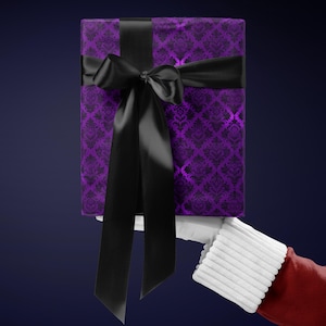 Gift Box with Black Ribbon, Purple and Elegant Present, Perfect for Special Occasions, Holiday Gift Packaging, Luxurious Gift Box