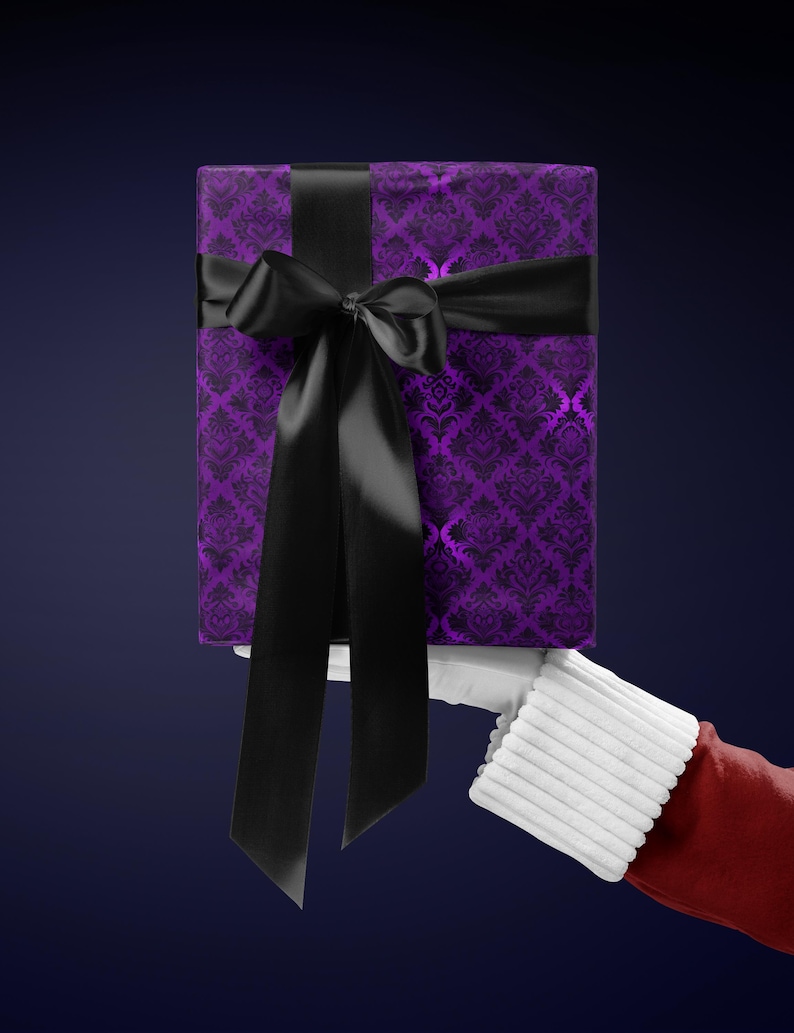 Gift Box with Black Ribbon, Purple and Elegant Present, Perfect for Special Occasions, Holiday Gift Packaging, Luxurious Gift Box