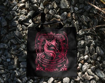 Once Upon a Broken Heart Tote Bag Little Fox Bag Bookish Gift for Stephanie Garber Fans Caraval Merch Enemies to Lovers Booktok Aesthetic
