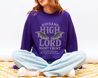 Rhysand High Lord Night Court Sweatshirt ACOTAR Sarah J Maas Merch Velaris Shirt Bookish Gift for Fantasy Readers SJM BookTok