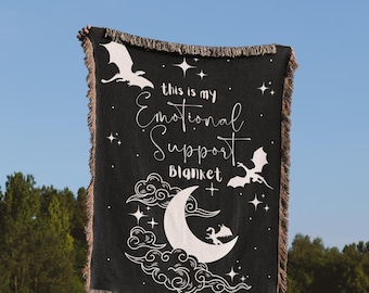 Emotional Support Blanket, Fantasy Dragon Bookish Throw, Cozy Romantasy Gift for Booktok & Fourth Wing Fans