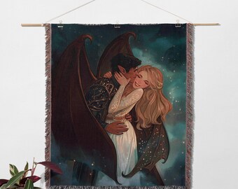 ACOTAR Gewebte Decke Sarah J Maas Merch Night Court Velaris Wohnkultur Rhysand Feyre Bücherwurm Geschenk Gemütlicher Leseüberwurf Court of Dreams