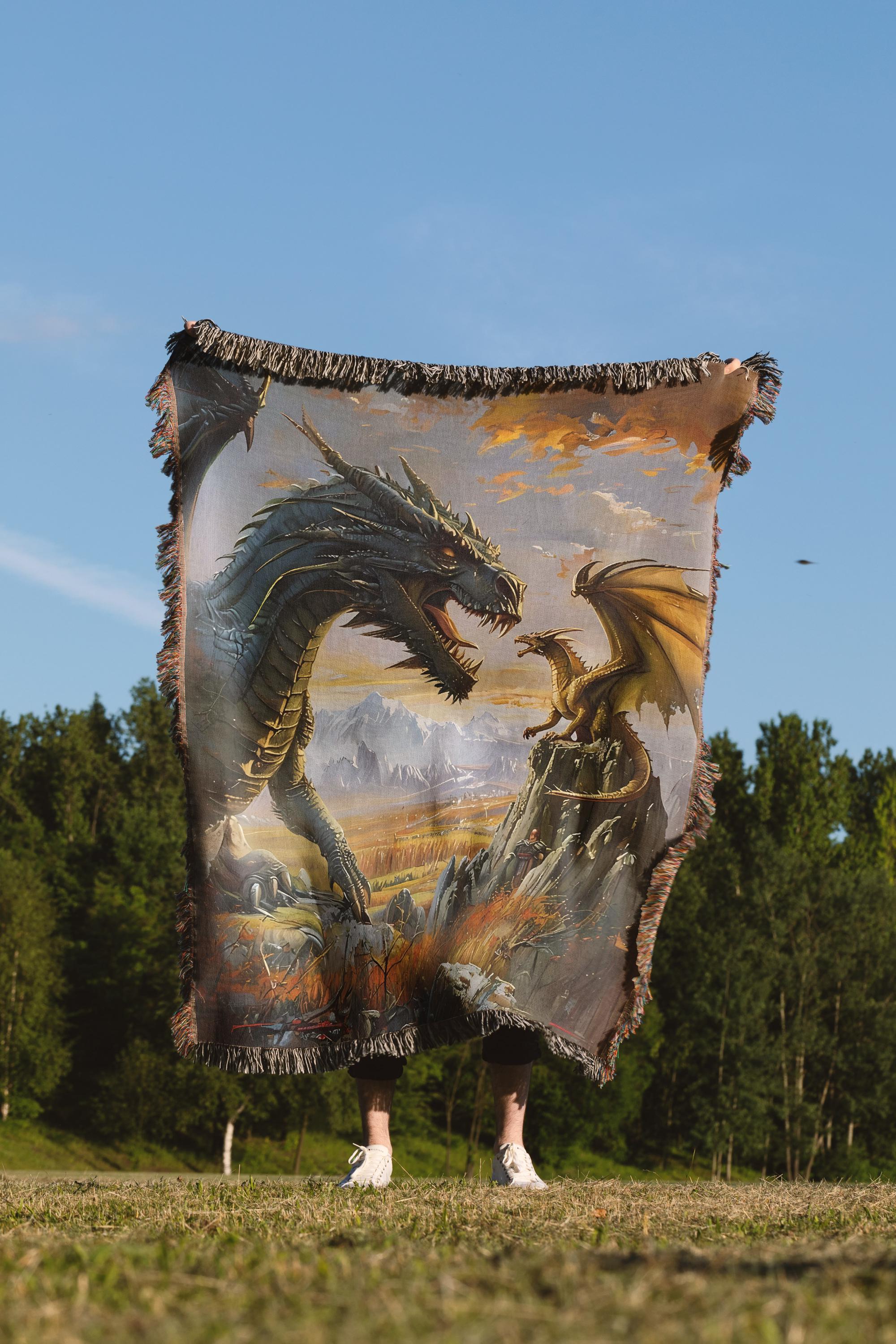 Fourth Wing Dragon Woven Blanket | Bookish Tapestry | Xaden