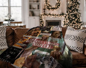 Manta del Trono de Cristal, Merchandising de Sarah J. Maas, Merchandising de Booktok, Aelin y Rowan, Corazón de Fuego, Regalo para amantes de los libros, Manta "To Whatever End"