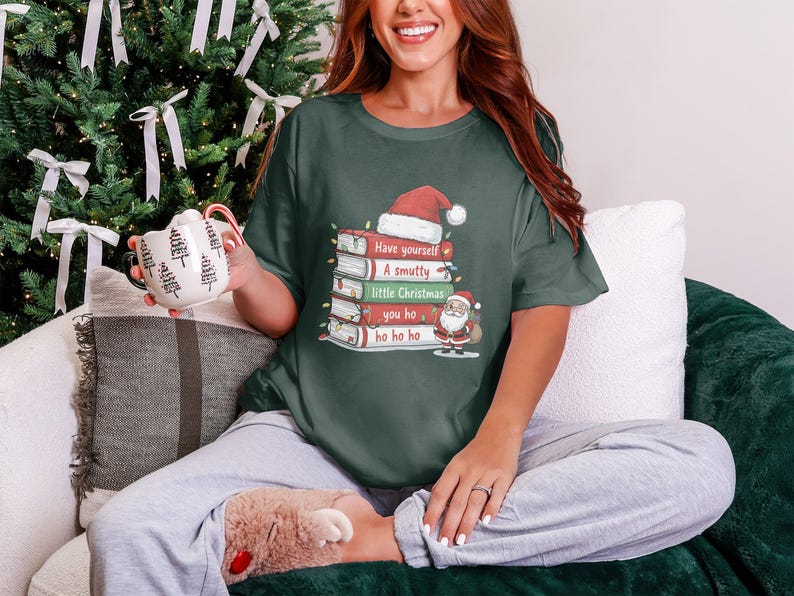 Have Yourself a Smutty Little Christmas Shirt, Funny Holiday Graphic Tee, Santa Gifts Humor, Christmas Book Lover, Cozy Winter Top