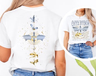 Quarta Asa Onyx Storm Presente para Ela Rebecca Yarros Chama de Ferro Violeta Sorrengail Booktok Presentes para Leitores Camiseta Cavaleiro de Dragão