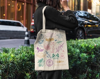 Bolsa de libros SJM, bolsa de mano ACOTAR TOG Crescent City para amantes de los libros, mercancía de Velaris, regalo romántico para lectores, bolsa inspirada en Sarah J Maas