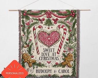Personalized Christmas Blanket Romantic Holiday Throw Cozy Winter Decor Custom Name Anniversary Gift for Couples Wedding Xmas Present