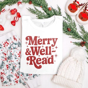 Merry and Well Read Shirt, Funny Holiday Pajamas, Christmas Pajama Set, Cozy Winter Loungewear, Book Lover Gift, Holiday Sleepwear
