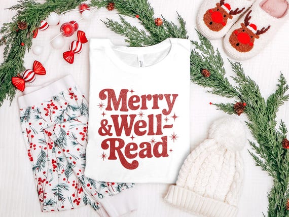 Merry and Well Read Sweatshirt, Christmas Reader Gift, Book Lover Sweatshirt, Booktok Merch, Funny Christmas Book, Book Club Shirt