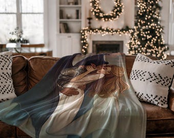Koc Acotar Velaris Night Court, Rhysand i Feyre, Miasto Gwiezdnego Światła, Prezent książkowy, Gadżety Sarah J Maas, Koc z romantycznej fantazji