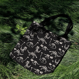 Tapestry Bag: Dinosaur Tote, Cute Kawaii Dark, Woven