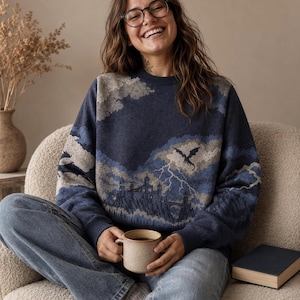 Fourth Wing Knitted Sweater, Basgiath War College Jumper, Rebecca Yarros Dragon Rider Bookish Gift, Fantasy Reader Jacquard Knitwear for Her