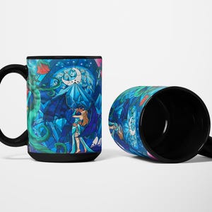 a couple of coffee mugs sitting next to each other