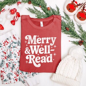 Merry and Well-Read Shirt, Holiday Pajama Set, Christmas Sleepwear, Festive Lounge Wear, Cozy Winter Outfit, Seasonal Nightwear