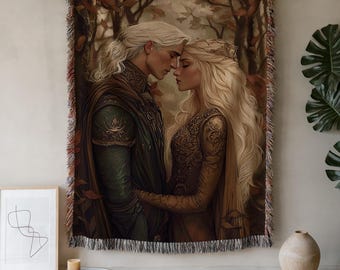 Throne of Glass Woven Blanket Gift for Reader Aelin Galathynius Dorian Havilliard Manon Rowan Whitethorn Bookish Gifts Romantasy TOG