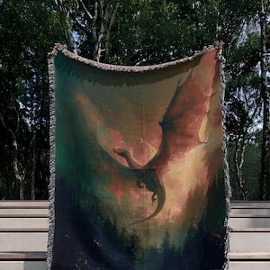 Fourth wing Woven Blanket Fantasy Book Lover Gift Fourth Wing Inspired Bookish Decor Cozy Blanket for Readers Dark Academia Home Decor