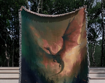 Fourth wing Woven Blanket Fantasy Book Lover Gift Fourth Wing Inspired Bookish Decor Cozy Blanket for Readers Dark Academia Home Decor