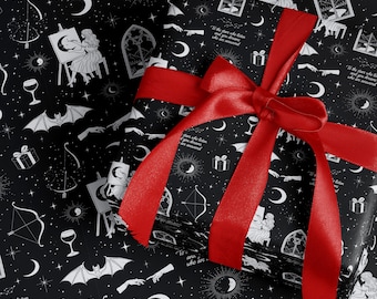 ACOTAR Night Court Black Wrapping Paper Velaris Constellation Gift Wrap Sarah J Maas Merch Romantasy BookTok Luxury Paper for Readers